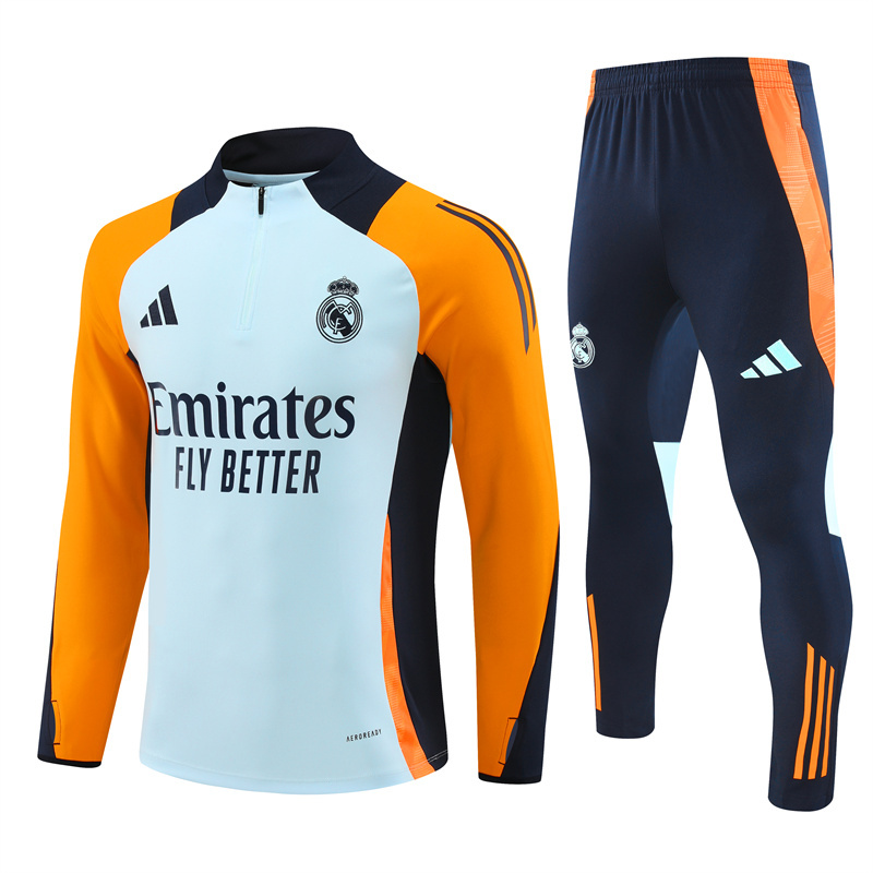 AAA Quality Real Madrid 24/25 Tracksuit - Orange/Light Blue